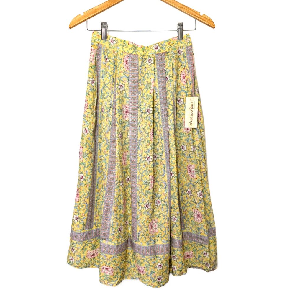 Vintage NWT Evelyn de Jonge Cotton Floral Midi Skirt 8 Cottagecore Prairie Boho - Picture 1 of 6